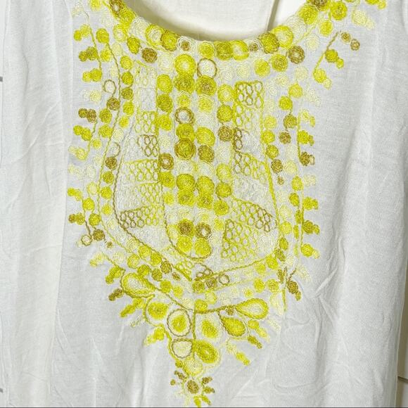 Vanessa Virginia Devi Embroidered Racerback Tank Top White Yellow Size Small - Picture 4 of 9